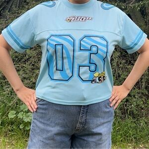 Blue Powerpuff Girls cropped jersey